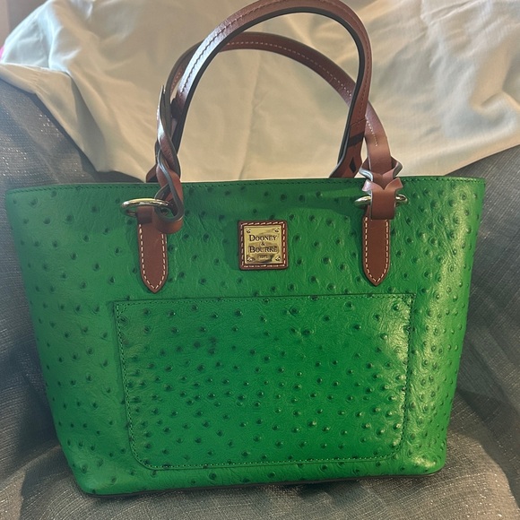 Dooney & Bourke Vibrant Green Ostrich Tote - Picture 1 of 14